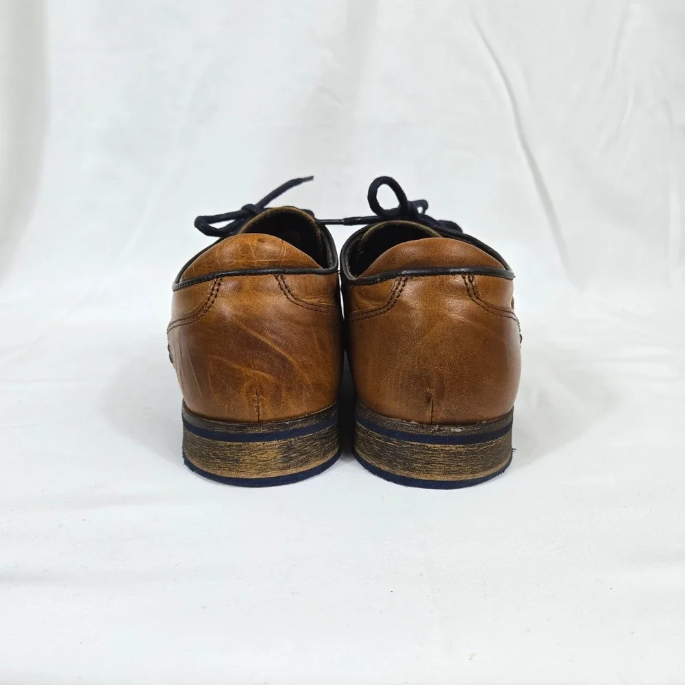 Bullboxer Mens Cognac Tan Tiquos Leather Burnished Finish Derby‎ Dress Shoes 12M